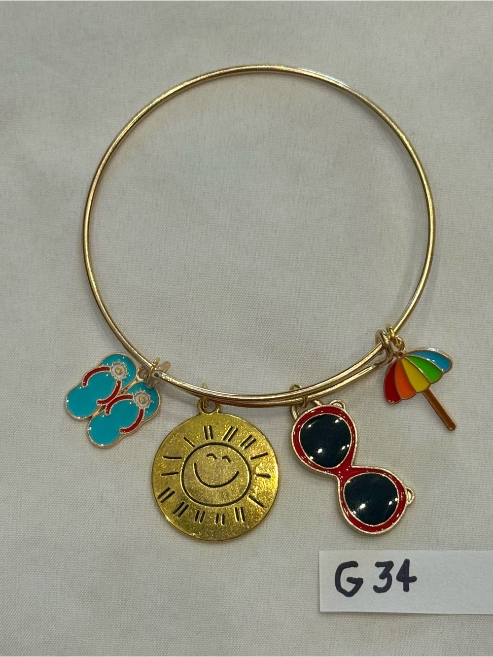 G34 Sunglasses Flip Flops Beach Sunshine Charm Bangle Bracelet